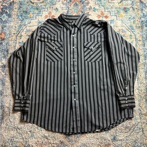 Vintage Western Craft Black Pearl Snap Shirt Size XXL